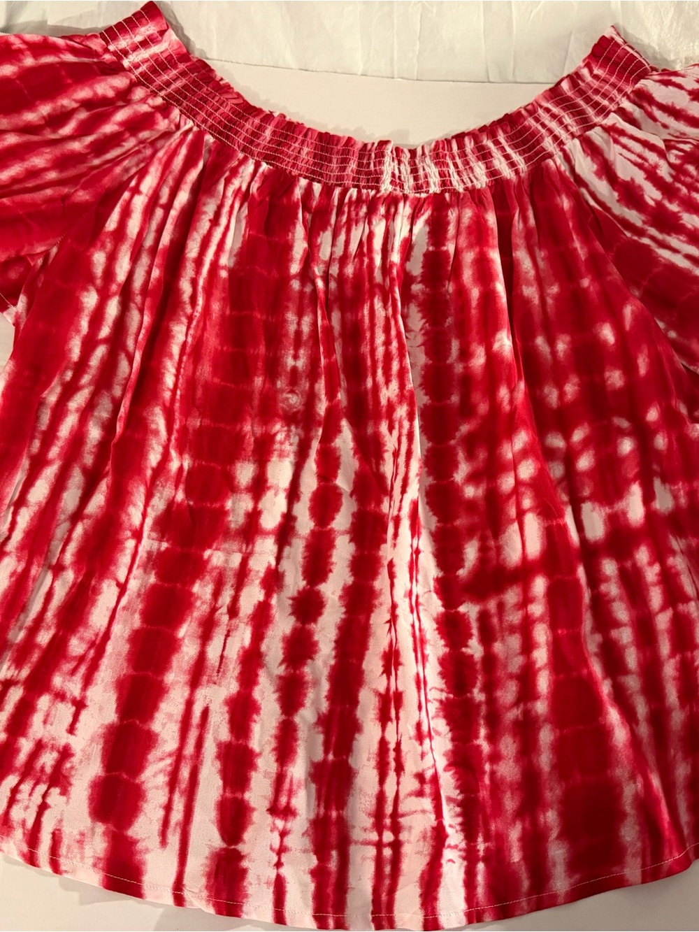 #289 Lane Bryant Red and White Tie-Dye blouse